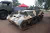 An Australian 3 inch Mortar Carrier. This vehicle has been mocked up on the hull of a 2 Pounder Carrier, as no Australian Mortar carriers of this type remained in Australia. It is an excellent conversion, although it is understood there is a modern engine and gearbox under the bonnet. 