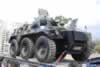 An ex-British Army Saracen 6x6 Armoured Personnel Carrier spotted amongst the vehicles on display at the airport. 